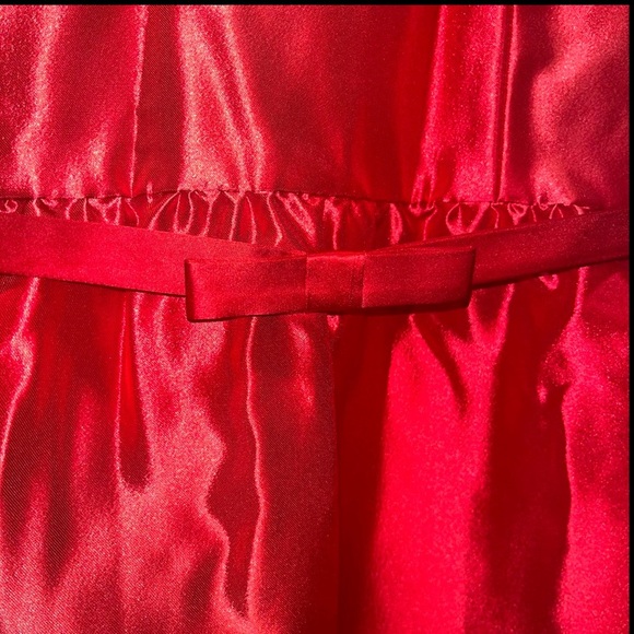 MARKARIAN Roxie dress midi satin red pink 14 silk blend ruffle off shoulder NWT - Picture 10 of 15